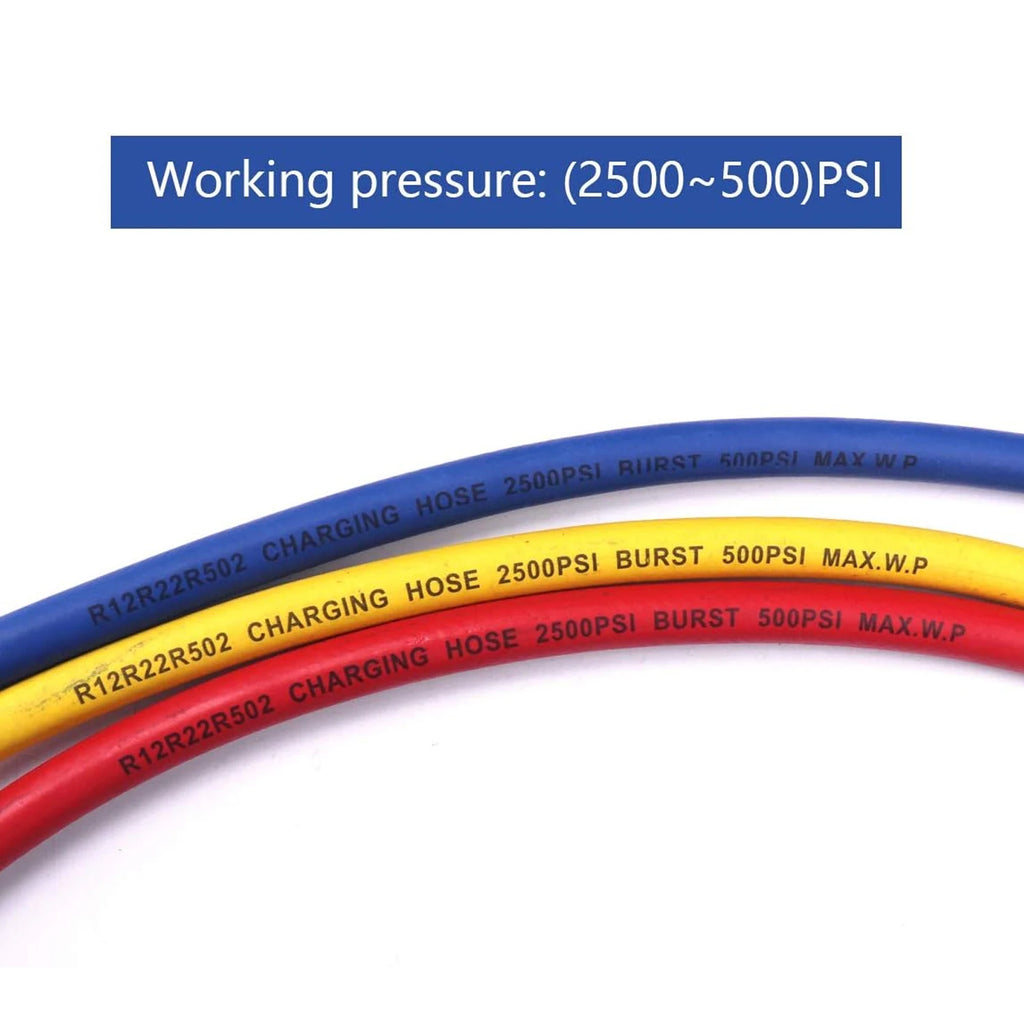 3PCS Refrigerant Charging Hose 500-25000PSI 1/4" Thread Fits for R12