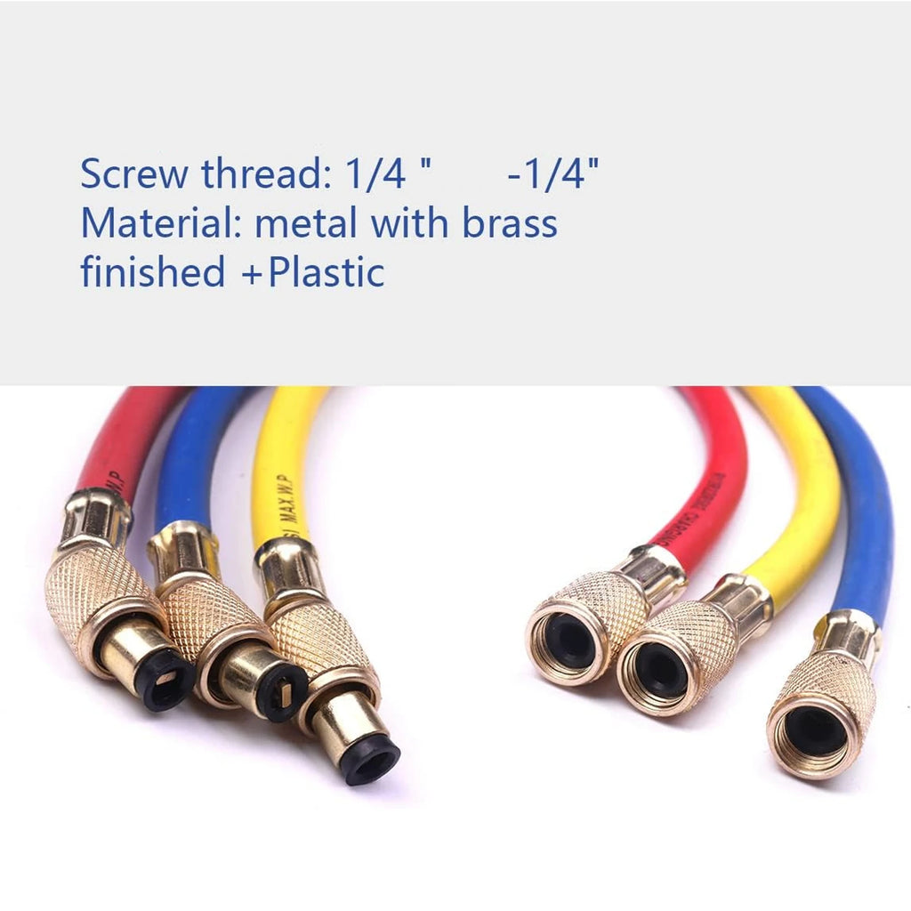 3PCS Refrigerant Charging Hose 500-25000PSI 1/4" Thread Fits for R12