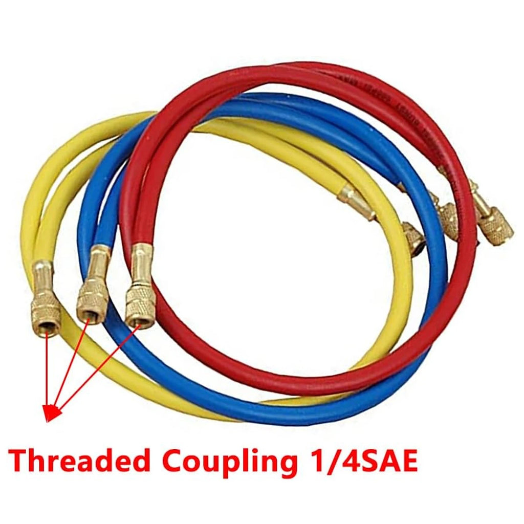 3PCS Refrigerant Charging Hose 500-25000PSI 1/4" Thread Fits for R12