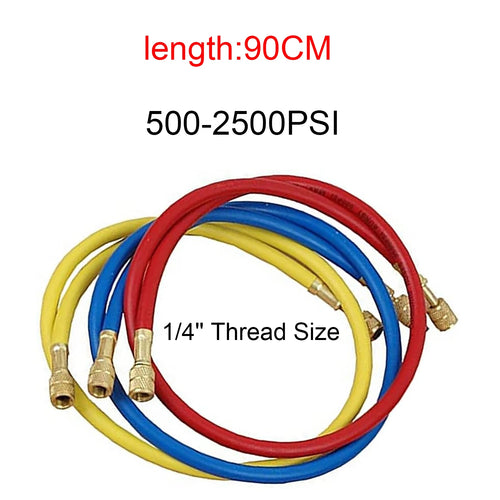 3PCS Refrigerant Charging Hose 500-25000PSI 1/4" Thread Fits for R12